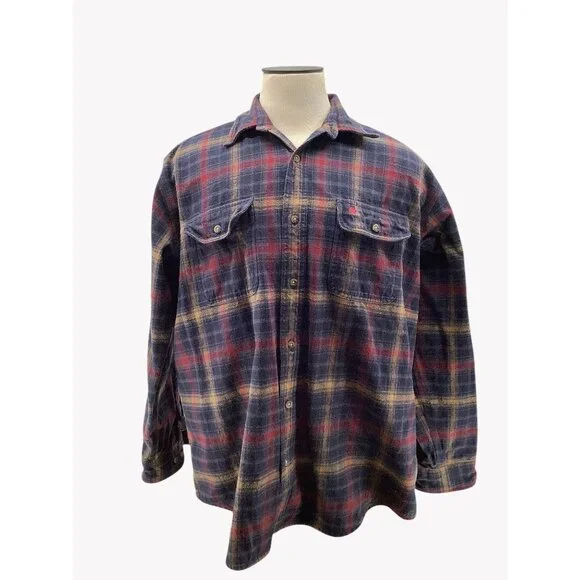 Carhartt Mens 2XL Plaid Flannel Button-Up Shirt 100% Cotton Long Sleeve - Picture 1 of 8